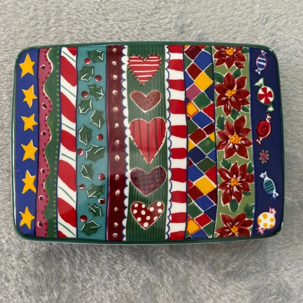 Mikasa Merry Season Trinket Box Jenny Faw‎ FX084 Christmas Candy Dish Japan